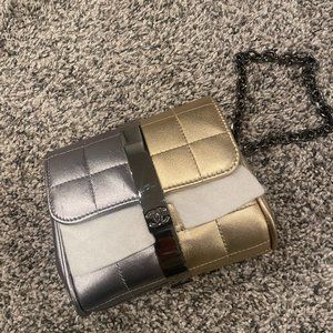Vintage CHANEL Gold and Silver Chain 2 Tone Quilt Interlock Wristlet